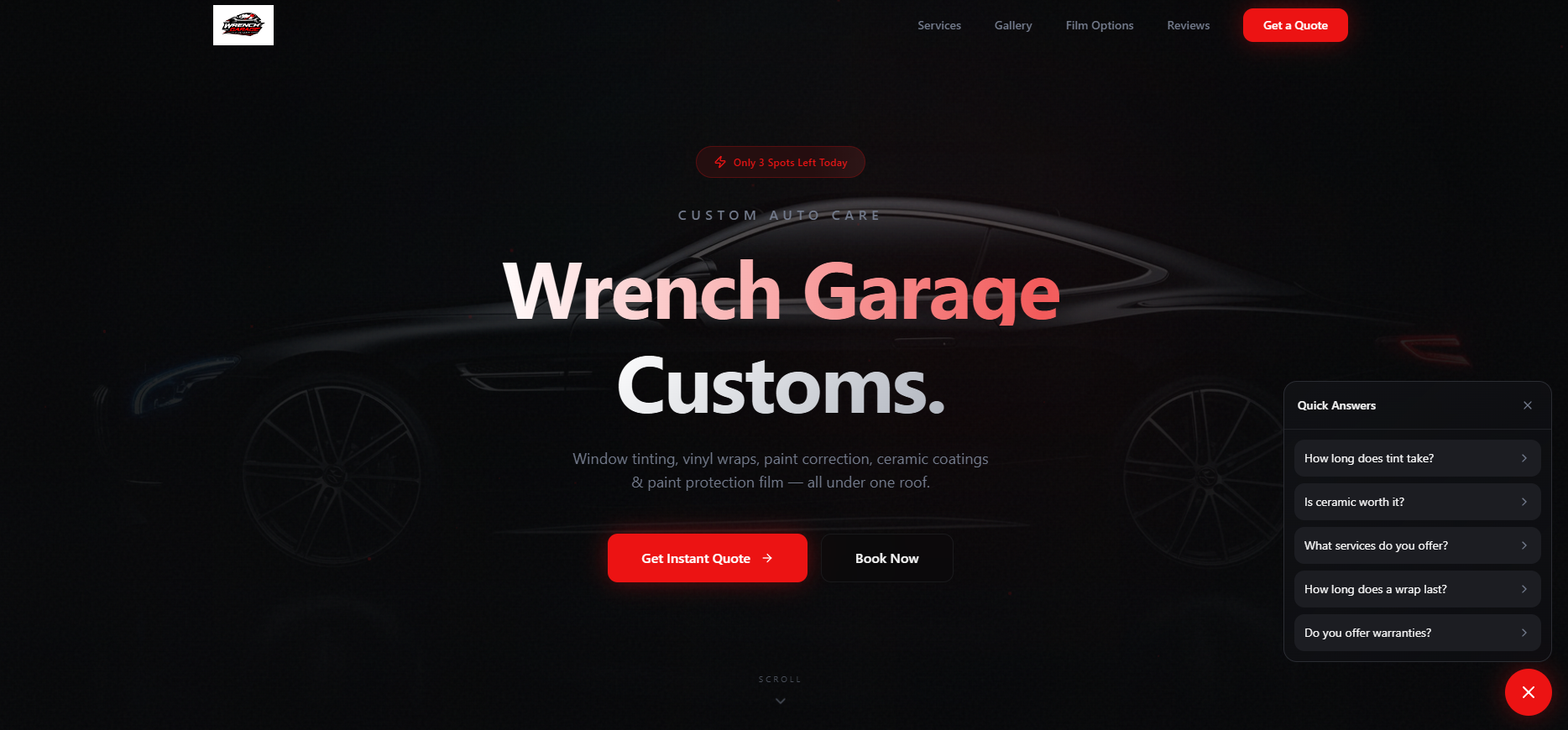 Wrench Garage Customs — High-Performance Service Website